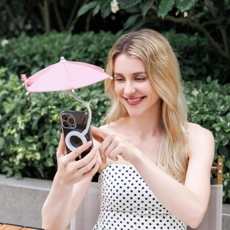 Phone Umbrella for Sun,Magnetic Cellphone SunShade Shield Umbrella,Universal Phone Sun Blocker Cover Visor for Beach Pool Accessories Travel Vacation Essentials Outdoor Video Photo Watching Anti-Glare