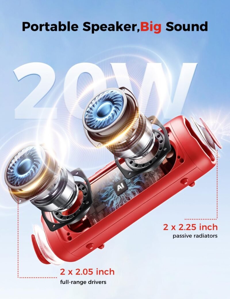 Red-02 20W Bluetooth Speaker – IPX5, 24H Playtime