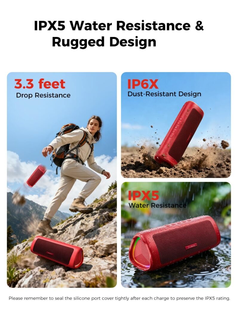 Red-04 20W Bluetooth Speaker – IPX5, 24H Playtime