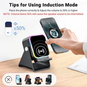 5-in-1 Induction Speaker Stand with RGB Lights & Bluetooth