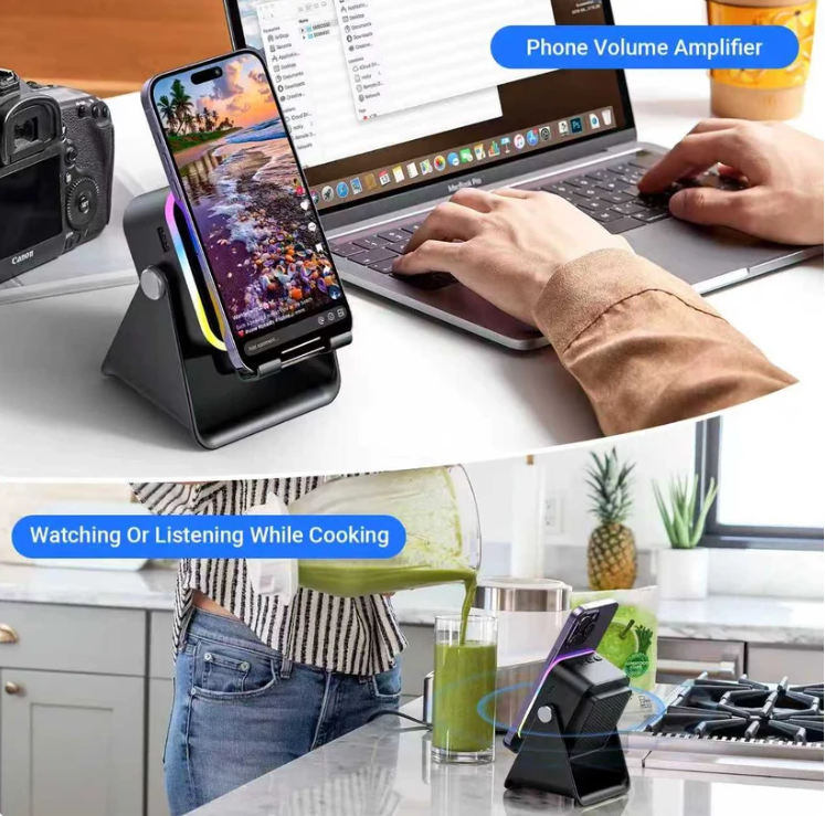 5-in-1 Induction Speaker Stand with RGB Lights & Bluetooth