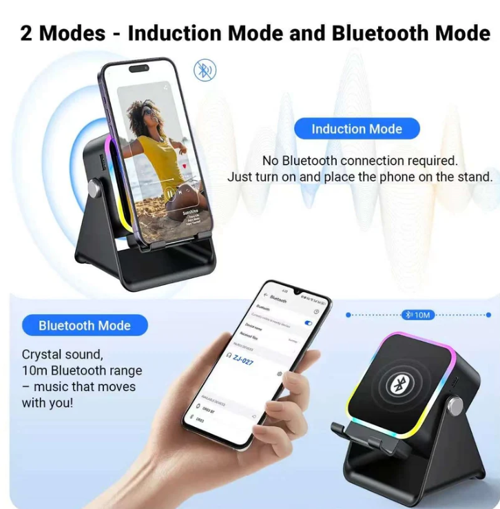 5-in-1 Induction Speaker Stand with RGB Lights & Bluetooth