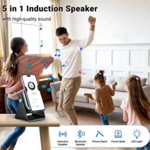 5-in-1 Induction Speaker Stand with RGB Lights & Bluetooth