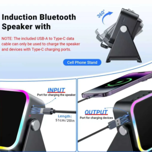 5-in-1 Induction Speaker Stand with RGB Lights & Bluetooth