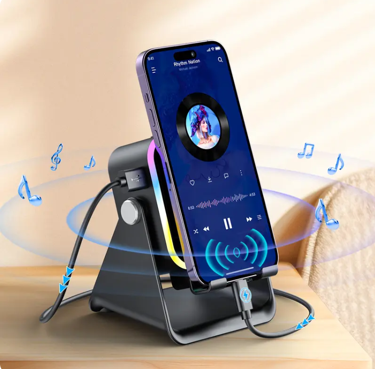 5-in-1 Induction Speaker Stand with RGB Lights & Bluetooth