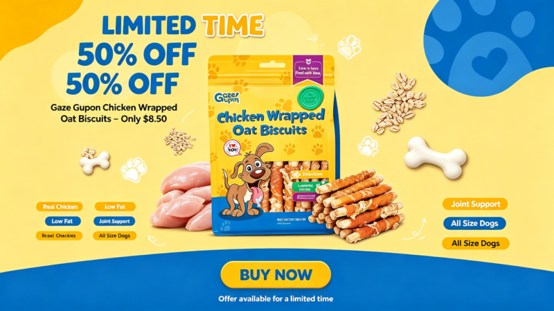 Limited-time discount |35%OFF Now  Gazien dog snacks, chicken wrapped oat cookie sticks
